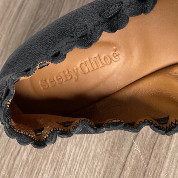 See By Chloe Black Leather Flats Ballet Jane Sz 7.5 US 100% AUTHENTIC - Picture 8 of 8